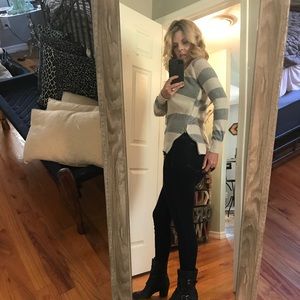 Poof sweater stripe combo Anthropologie loft Turk